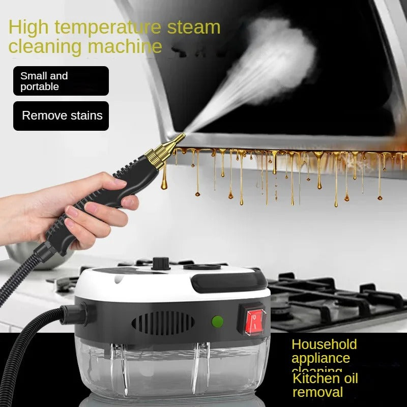 High-power steam cleaner with large capacity tank for home and car cleaning, featuring adjustable steam control and long reac