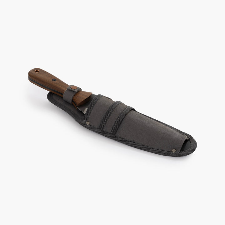 "Hori Hori Classic Gardening Tool with serrated stainless steel blade and ergonomic walnut handle for digging and weeding."