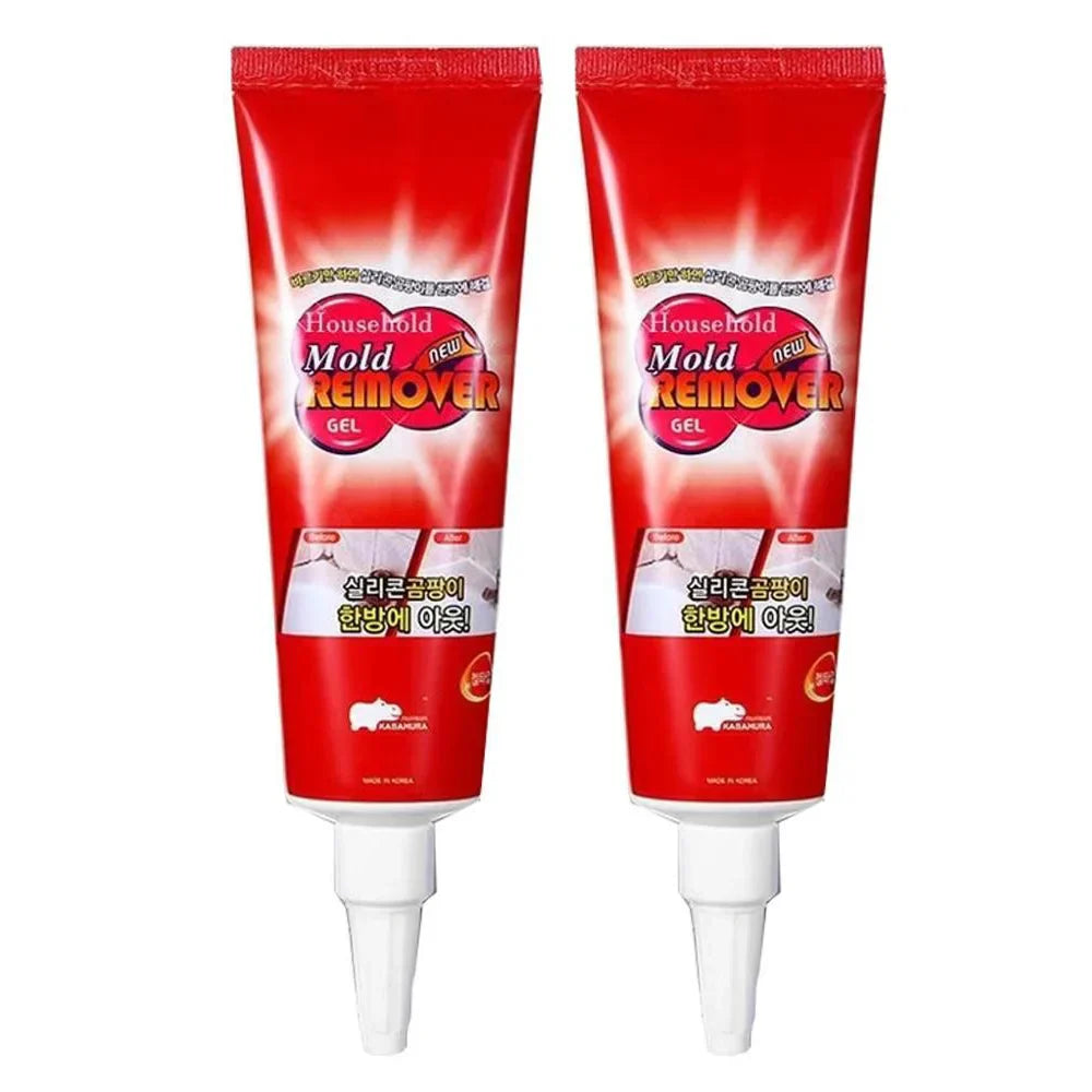 "Household Mold Remover Gel - Clear gel tube; removes stubborn mold stains; ideal for bathroom and kitchen cleaning."