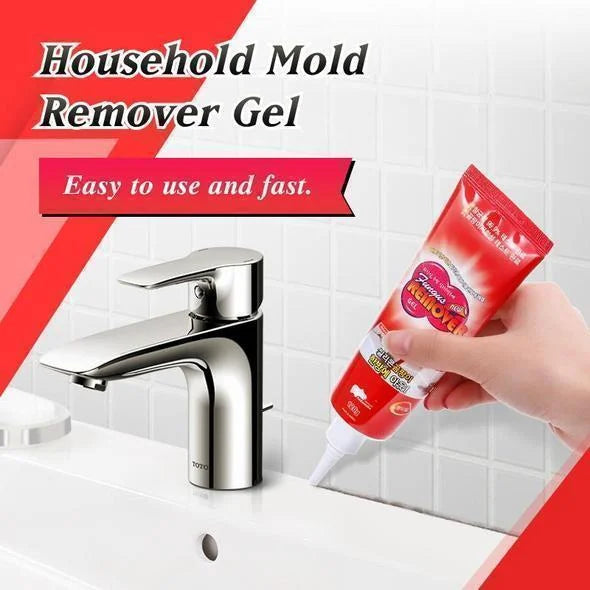 "Household Mold Remover Gel - Clear gel tube; removes stubborn mold stains; ideal for bathroom and kitchen cleaning."