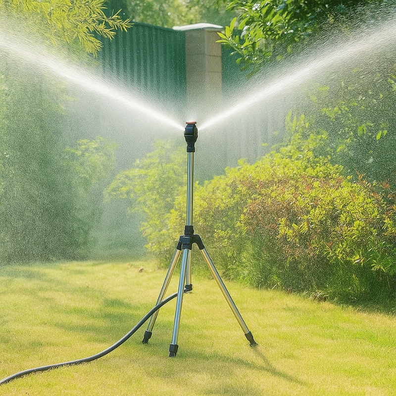 "HydroSpin High-Pressure 360° Garden Sprinkler with adjustable spray, durable design, and full lawn coverage for outdoor use.