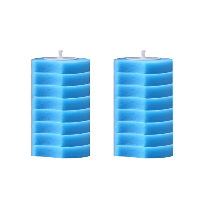 Hygienic disposable toilet brush with ergonomic handle and pre-loaded detergent sponge for eco-friendly cleaning.