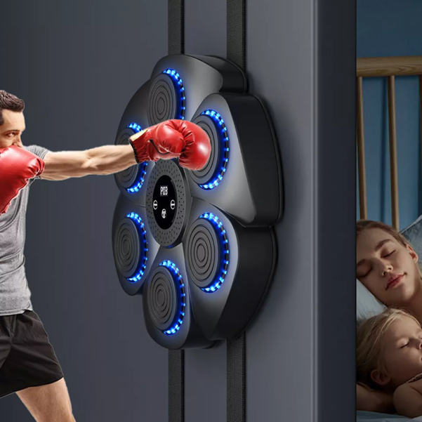 "Interactive music boxing pad with LED lights and Bluetooth, perfect punch pad for home boxing workouts. Durable ABS material