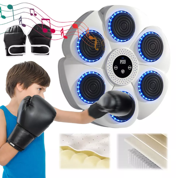 "Interactive music boxing pad with LED lights and Bluetooth, perfect punch pad for home boxing workouts. Durable ABS material