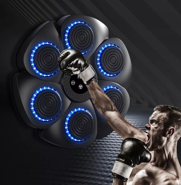 "Interactive music boxing pad with LED lights and Bluetooth, perfect punch pad for home boxing workouts. Durable ABS material