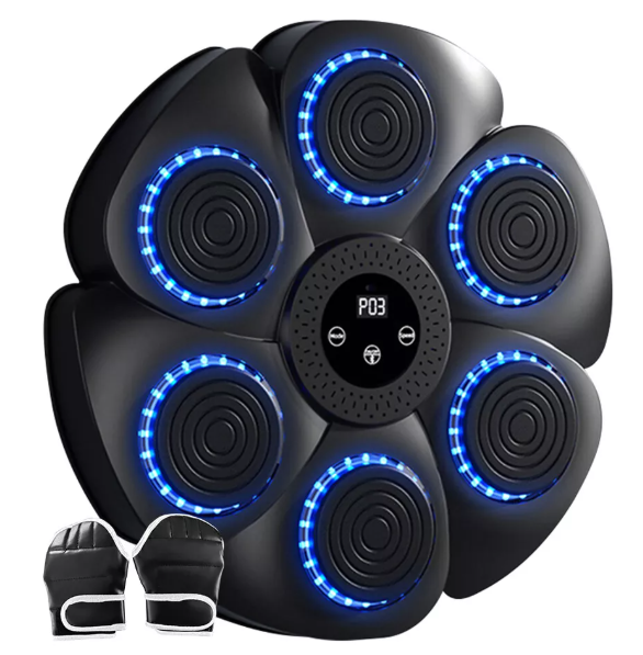 "Interactive music boxing pad with LED lights and Bluetooth, perfect punch pad for home boxing workouts. Durable ABS material
