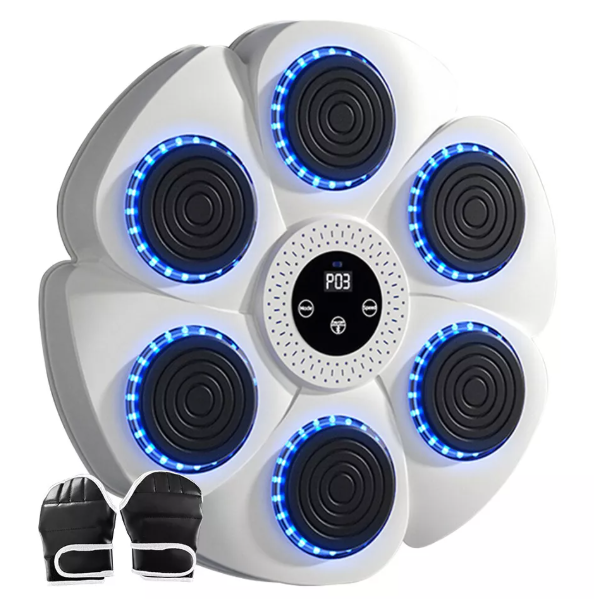 "Interactive music boxing pad with LED lights and Bluetooth, perfect punch pad for home boxing workouts. Durable ABS material