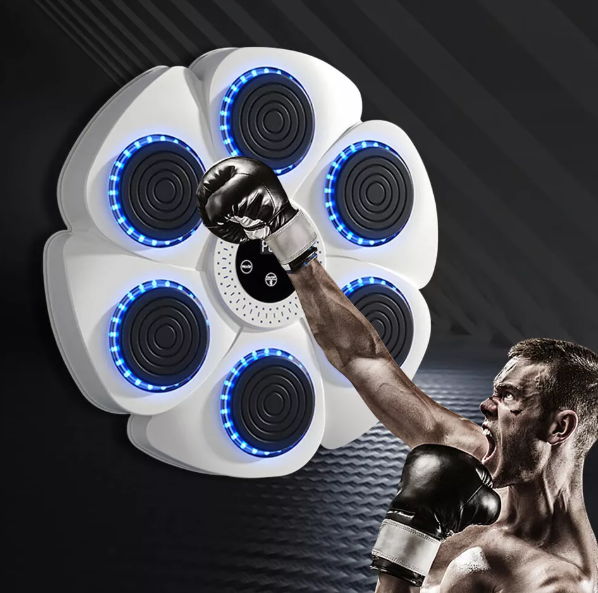 "Interactive music boxing pad with LED lights and Bluetooth, perfect punch pad for home boxing workouts. Durable ABS material