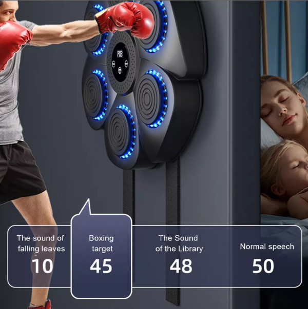 "Interactive music boxing pad with LED lights and Bluetooth, perfect punch pad for home boxing workouts. Durable ABS material