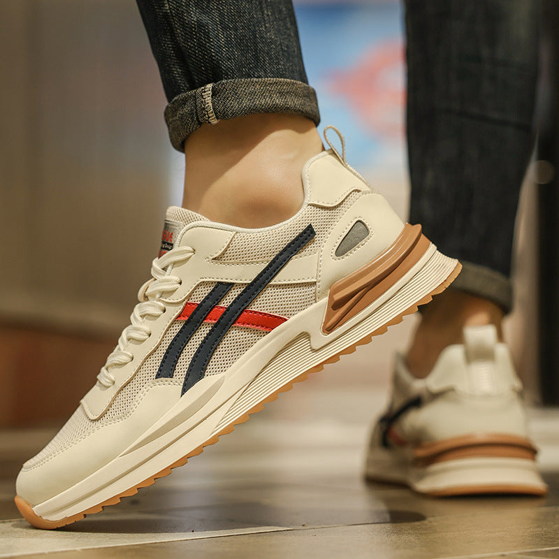 Men's breathable mesh running shoes with a sleek design, showcasing lightweight comfort for runners and walkers.