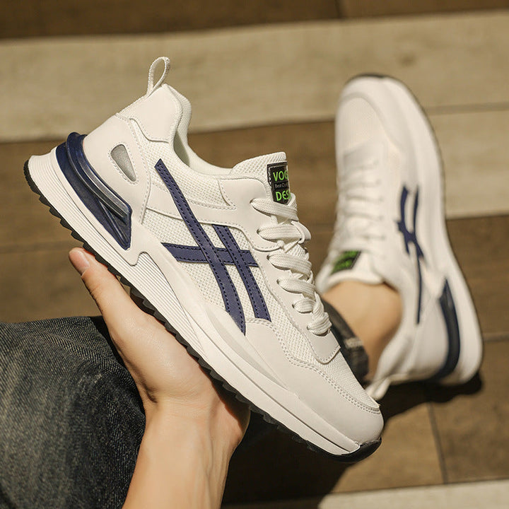 Men's breathable mesh running shoes with a sleek design, showcasing lightweight comfort for runners and walkers.