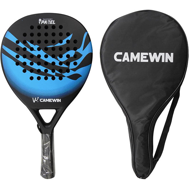 "Men’s carbon fibre paddle tennis racket, sleek design, ergonomic grip, lightweight for power and control on the court."