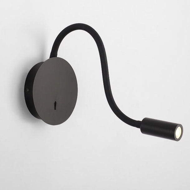 Modern 360° LED wall lamp, black and white, sleek design, aluminum and silicon, adjustable light, perfect for reading ambianc