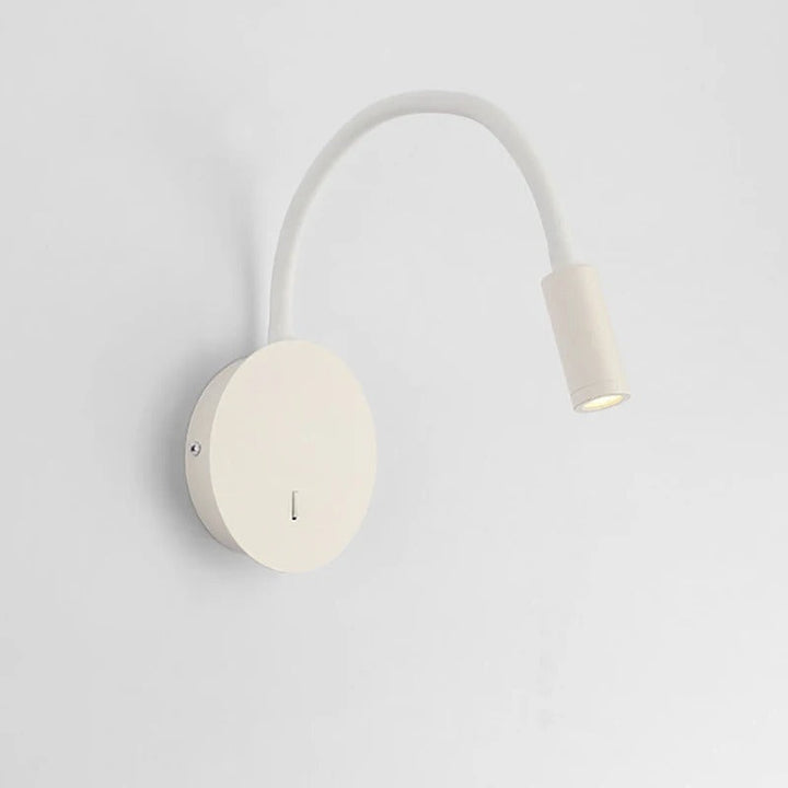 Modern 360° LED wall lamp, black and white, sleek design, aluminum and silicon, adjustable light, perfect for reading ambianc