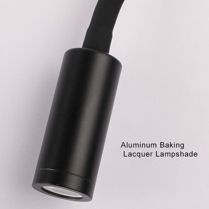 Modern 360° LED wall lamp, black and white, sleek design, aluminum and silicon, adjustable light, perfect for reading ambianc