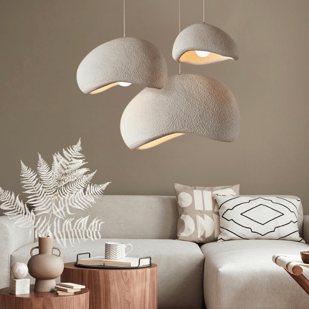 Modern Boho resin chandelier with soft glow, elegant design, and warm illumination; ideal for varied interiors and decor.