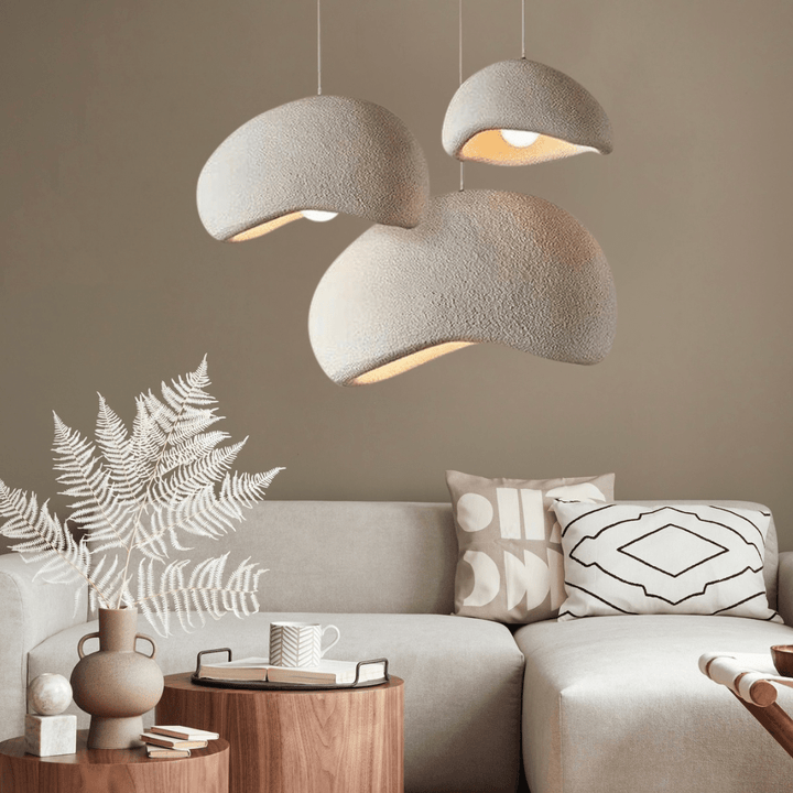 Modern Boho resin chandelier with soft glow, elegant design, and warm illumination; ideal for varied interiors and decor.