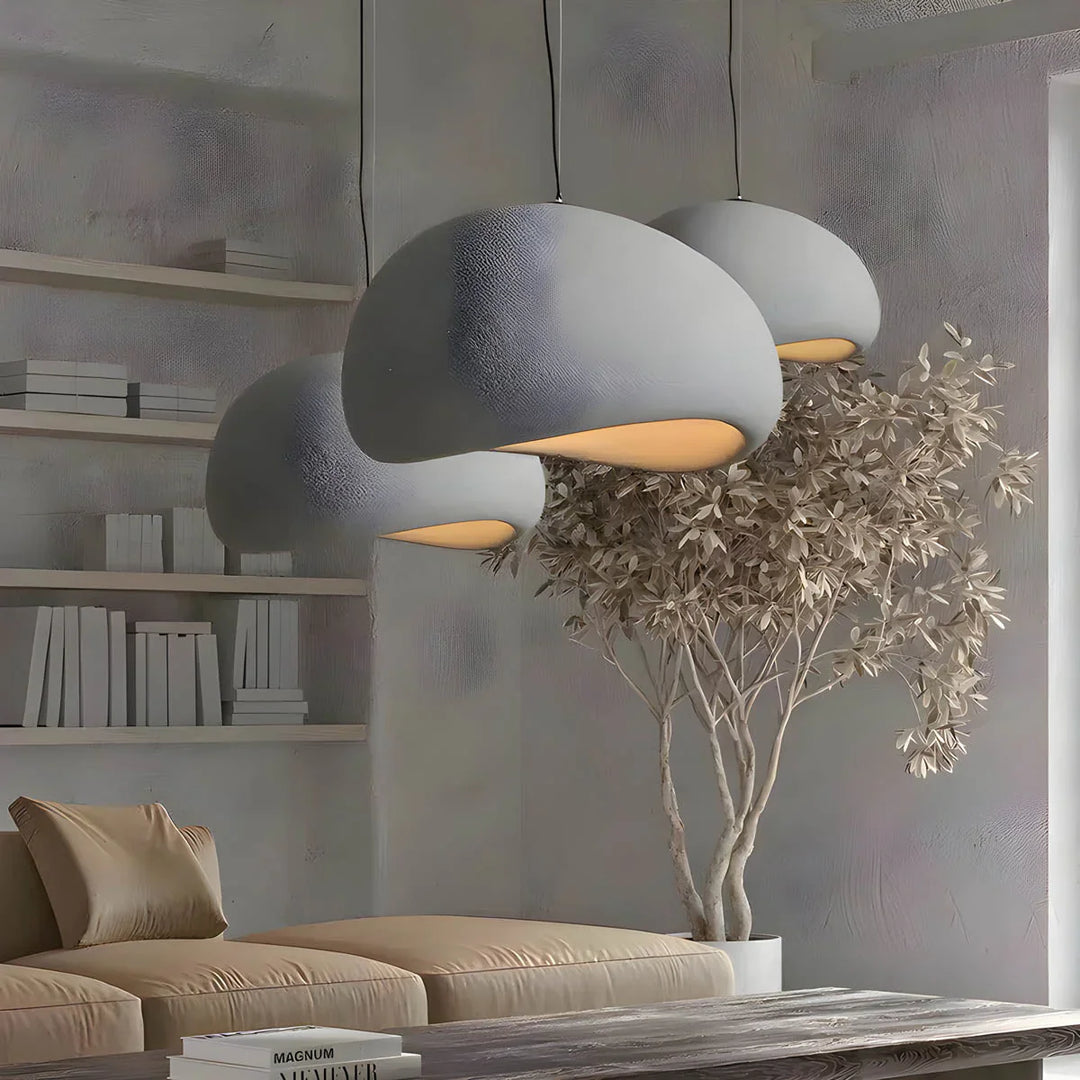 Modern Boho resin chandelier with soft glow, elegant design, and warm illumination; ideal for varied interiors and decor.