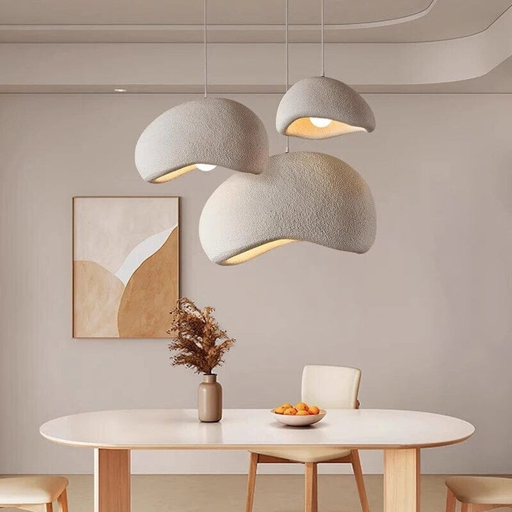 Modern Boho resin chandelier with soft glow, elegant design, and warm illumination; ideal for varied interiors and decor.