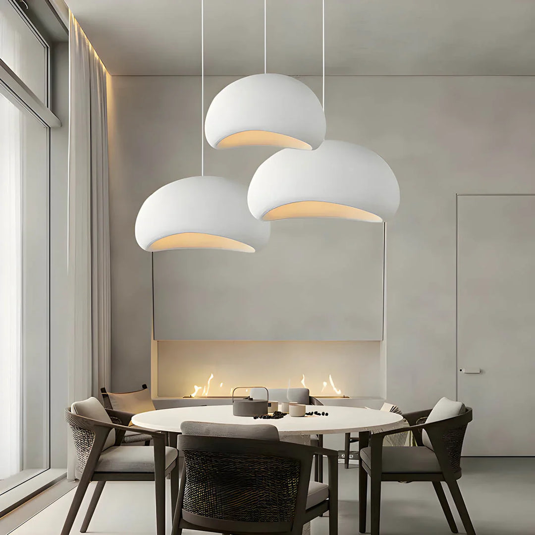 Modern Boho resin chandelier with soft glow, elegant design, and warm illumination; ideal for varied interiors and decor.