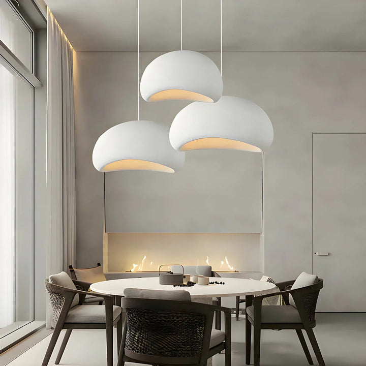 Modern Boho resin chandelier with soft glow, elegant design, and warm illumination; ideal for varied interiors and decor.