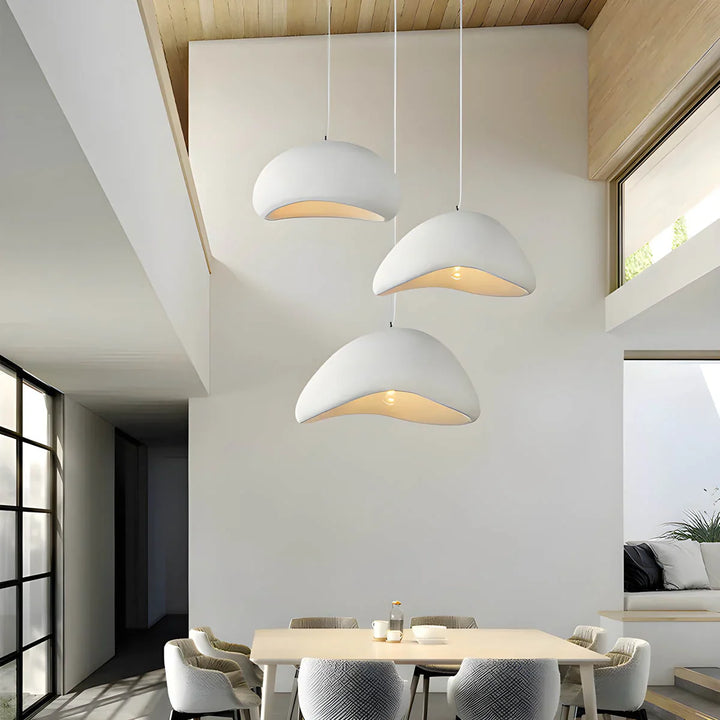 Modern Boho resin chandelier with soft glow, elegant design, and warm illumination; ideal for varied interiors and decor.