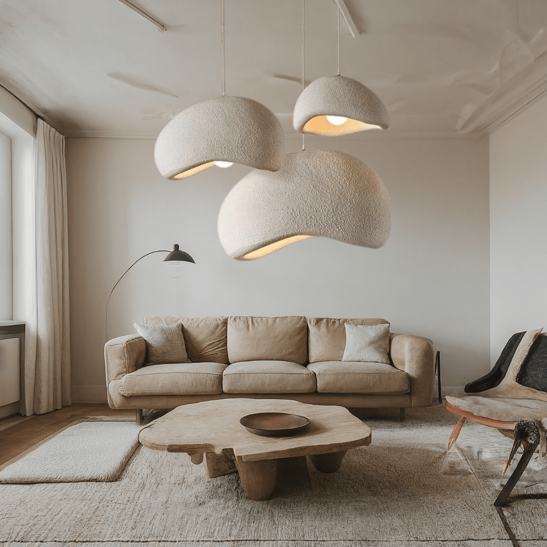 Modern Boho resin chandelier with soft glow, elegant design, and warm illumination; ideal for varied interiors and decor.