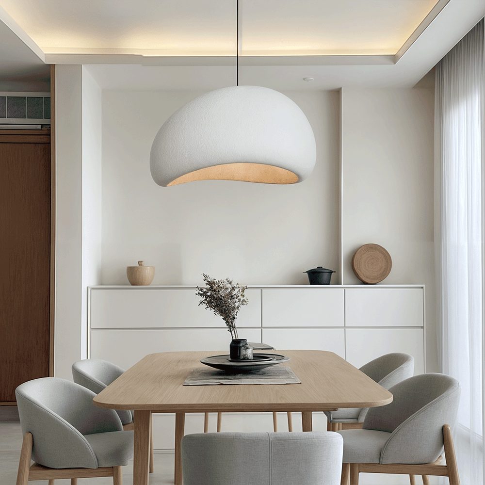 Modern Boho resin chandelier with soft glow, elegant design, and warm illumination; ideal for varied interiors and decor.