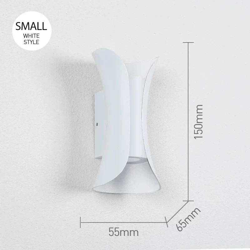 Modern waterproof LED wall light, sleek aluminium, IP65 rating, indoor/outdoor use, warm white glow, available in black.