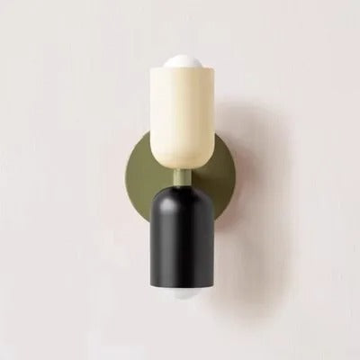 Nordic double-headed LED wall lamp with minimalist design, cozy ambiance, ideal for living room or bedroom accent lighting.