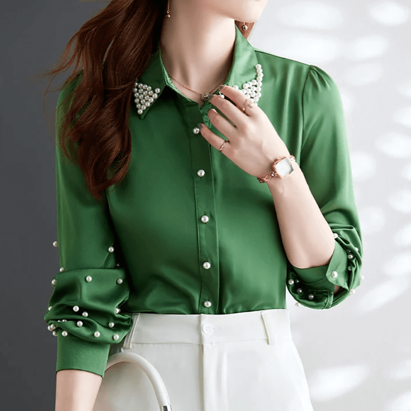 Pearl-Embellished Button-Up Shirt