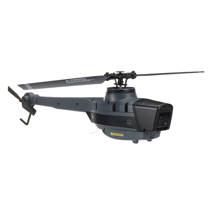 RC Helicopter with 1080P camera, robust frame, vibrant blades, flybarless, ideal for stable aerial photography and stunts.