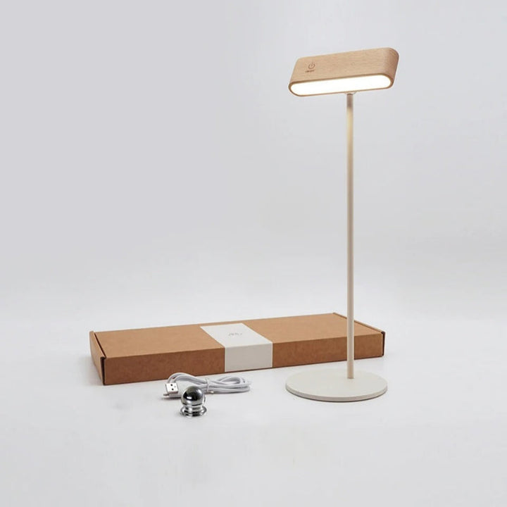 Rechargeable 360° rotatable wooden LED wall light, sleek design, solid wood, touch control, adjustable brightness, modern lam