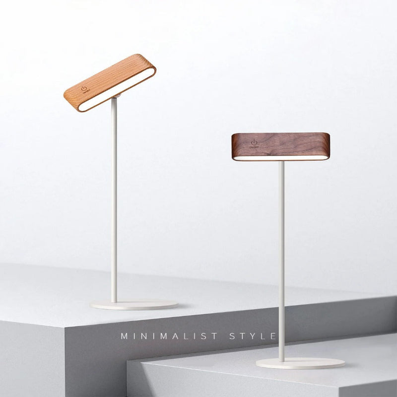 Rechargeable 360° rotatable wooden LED wall light, sleek design, solid wood, touch control, adjustable brightness, modern lam