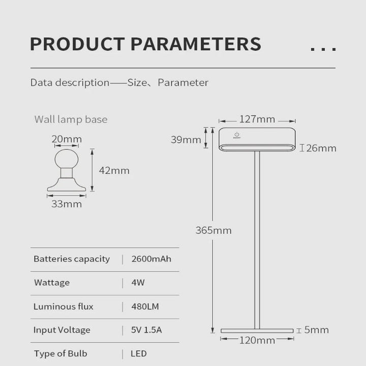 Rechargeable 360° rotatable wooden LED wall light, sleek design, solid wood, touch control, adjustable brightness, modern lam