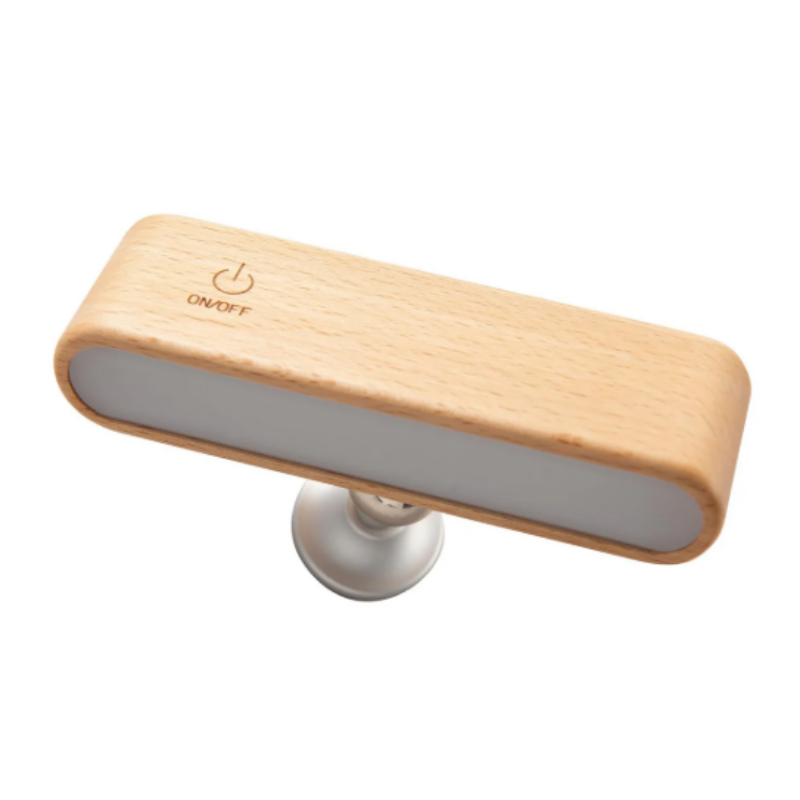 Rechargeable 360° rotatable wooden LED wall light, sleek design, solid wood, touch control, adjustable brightness, modern lam