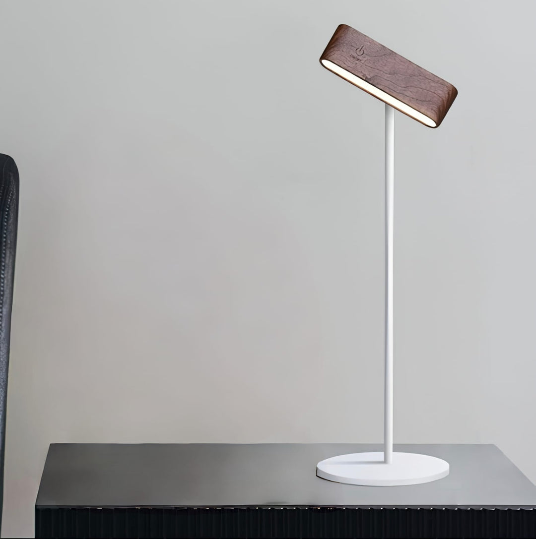 Rechargeable 360° rotatable wooden LED wall light, sleek design, solid wood, touch control, adjustable brightness, modern lam
