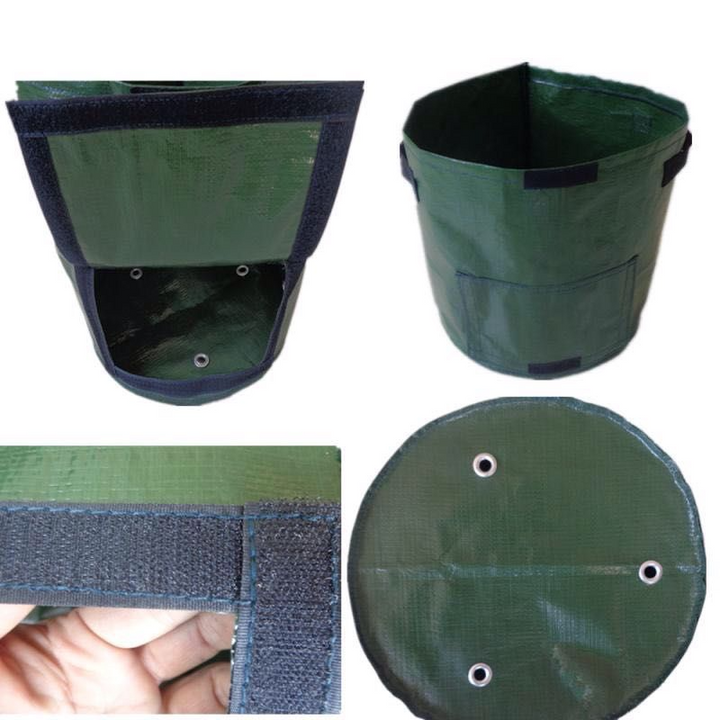 "Reusable potato planting grow bag with window, black or green, durable fabric, ideal for small gardens, easy potato harvesti