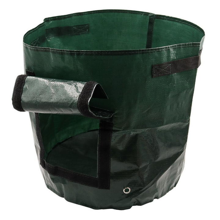 "Reusable potato planting grow bag with window, black or green, durable fabric, ideal for small gardens, easy potato harvesti