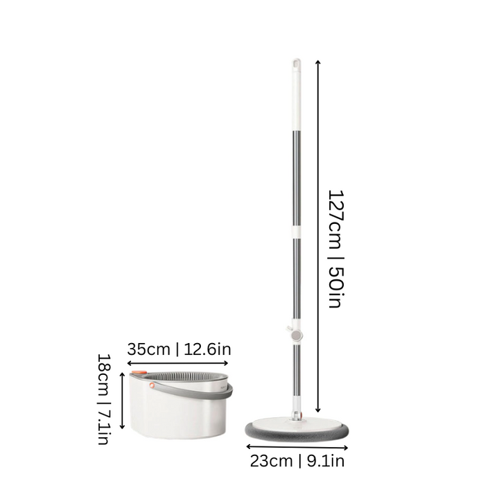 "Self-cleaning spin mop with microfiber, adjustable handle, and 360° rotation; ideal for hardwood, tile, and vinyl floors."