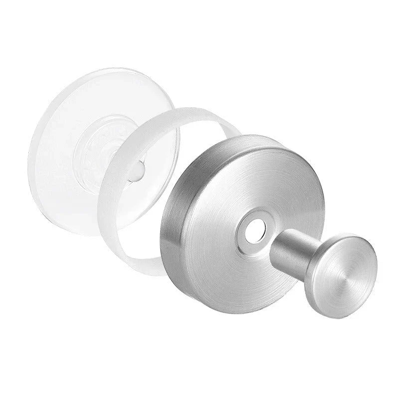 "Set of 4 sleek suction wall hooks for organized storage, perfect for bathrooms or kitchens. Supports up to 7 kg each."