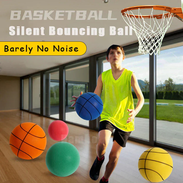 "Silent indoor basketball in vibrant orange, crafted from soft PU foam for noiseless dribbling and shooting."
