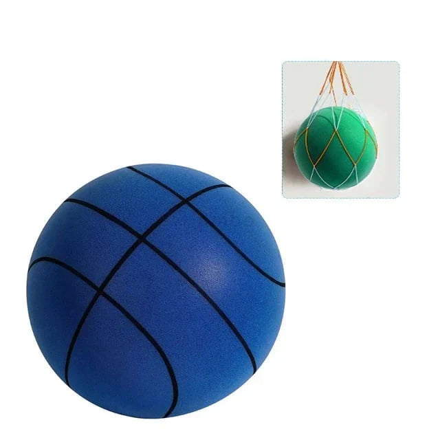 "Silent indoor basketball in vibrant orange, crafted from soft PU foam for noiseless dribbling and shooting."