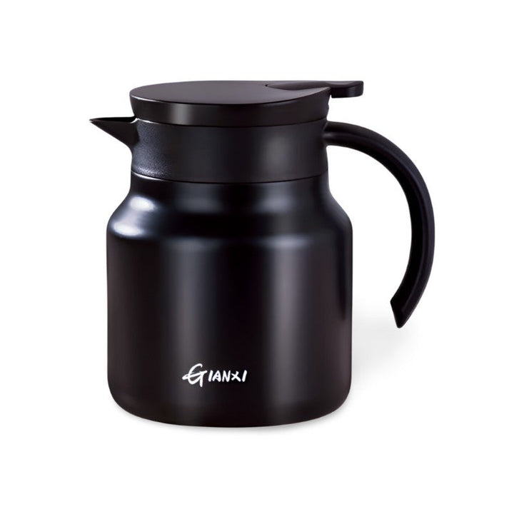 "Sleek insulated teapot with infuser, ceramic steel liners, 800ml capacity, in stylish brown, perfect for hot or cold drinks.