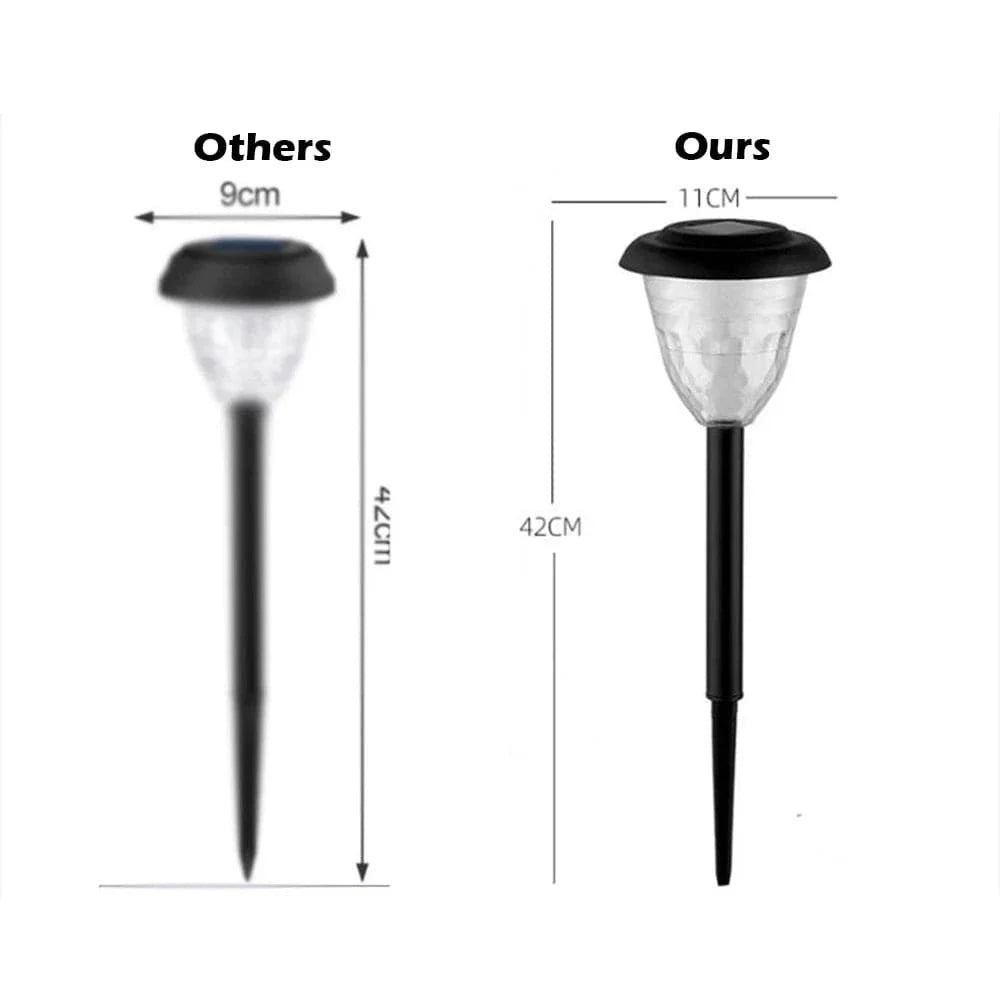 "Solar LED Mandala Garden Light casting intricate shadows on pathway, showcasing artistic outdoor illumination at night."