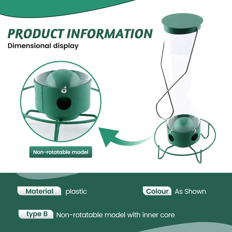 Squirrel proof metal bird feeder, heavy-duty design, stylish and functional for gardens, resists squirrels and weather.