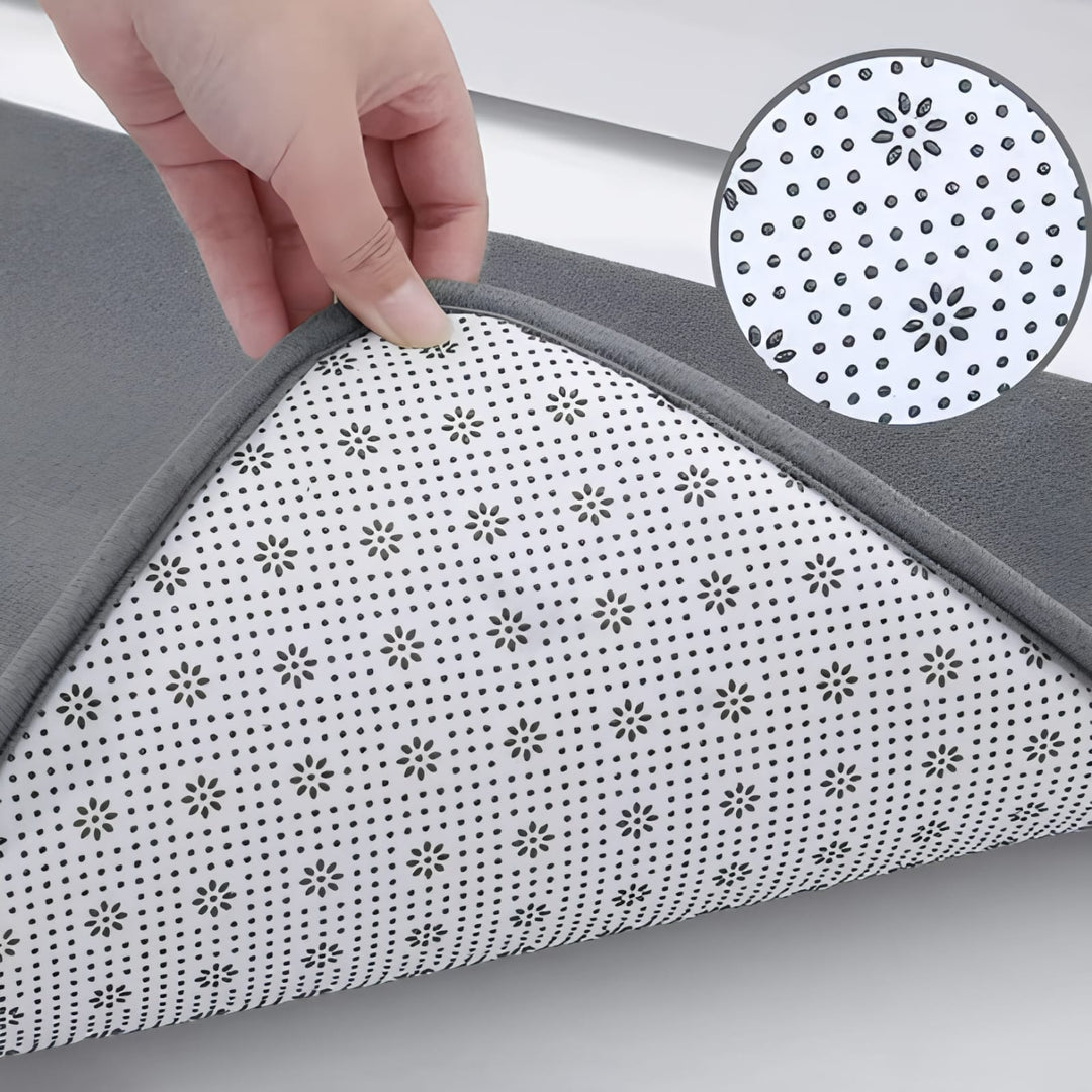 "Super Absorbent Velvet Bath Mat with Non-Slip Backing, Plush High-Density Foam for Luxurious Bathroom Comfort"