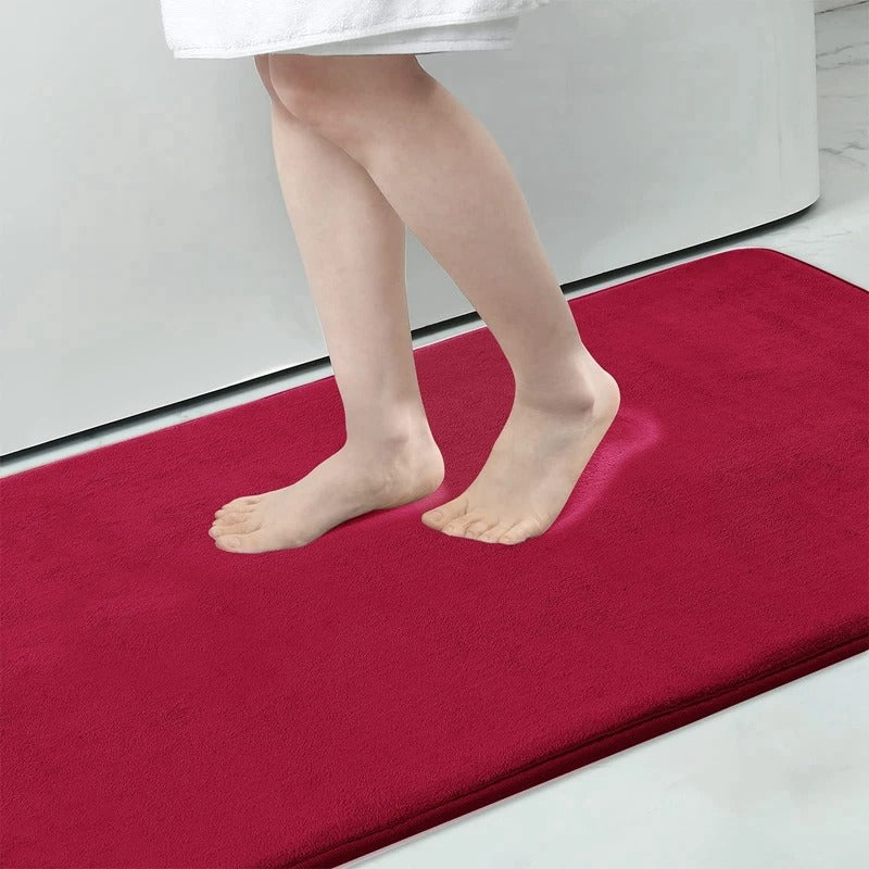 "Super Absorbent Velvet Bath Mat with Non-Slip Backing, Plush High-Density Foam for Luxurious Bathroom Comfort"