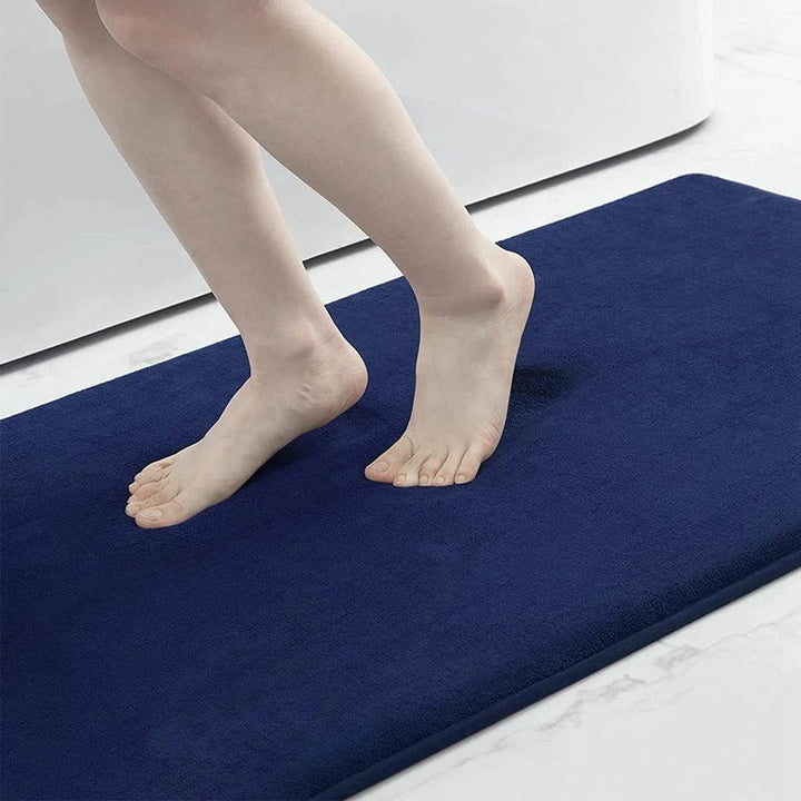 "Super Absorbent Velvet Bath Mat with Non-Slip Backing, Plush High-Density Foam for Luxurious Bathroom Comfort"