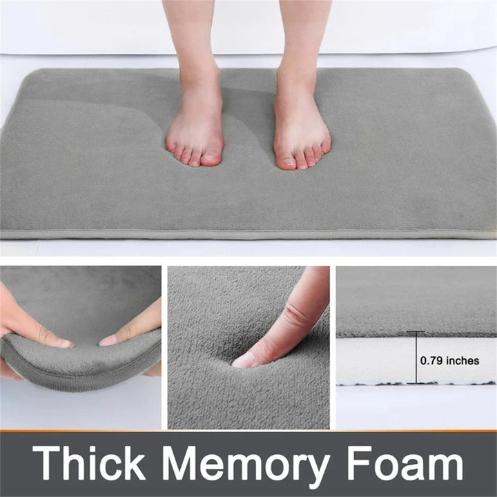 "Super Absorbent Velvet Bath Mat with Non-Slip Backing, Plush High-Density Foam for Luxurious Bathroom Comfort"